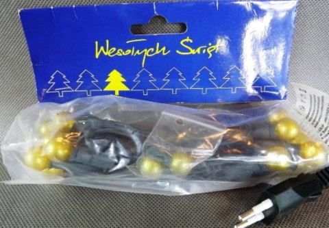 Żółte Perłowe Lampki Choinkowe 20L na Zielonym Kablu 1.4m, 220V-240V Do Użytku Wewnętrznego