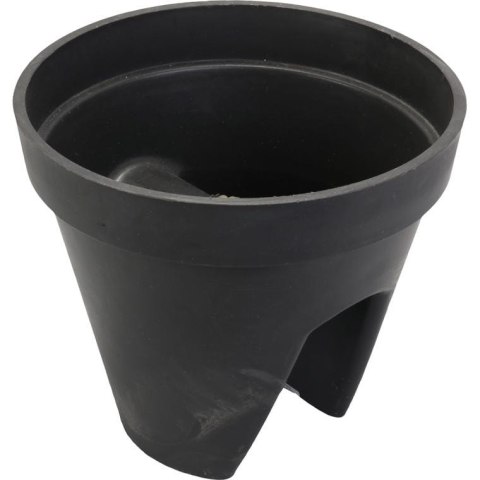 Antracytowa Donica Okrągła na Balustradę z Wytrzymałego Tworzywa Sztucznego - Goliat