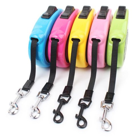 Automatyczna Smycz dla Psa do 11kg - Żółta, 3m, Wytrzymała z Wygodną Rączką i Stałą Blokadą