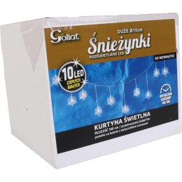 Biała Kurtyna Świetlna LED w Kształcie Śnieżynki na Baterie z Wyłącznikiem Czasowym