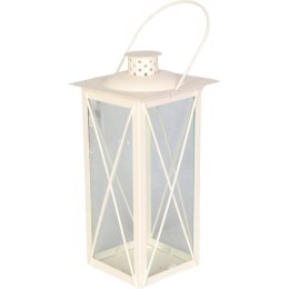 Biała Metalowa Latarnia Dekoracyjna 40 cm z Rączką do Przenoszenia