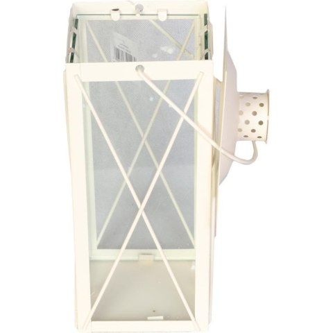 Biała Metalowa Latarnia Dekoracyjna 40 cm z Rączką do Przenoszenia