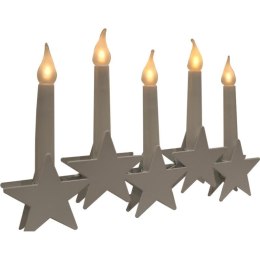 Biały Metalowy Świecznik Stojący z 5 LED Gwiazdkami i Zasilaniem Bateryjnym