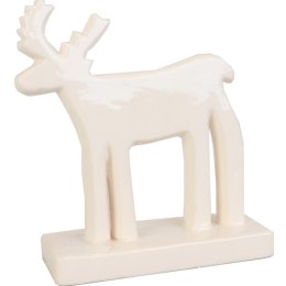 Biały ceramiczny renifer stojący jako ozdoba