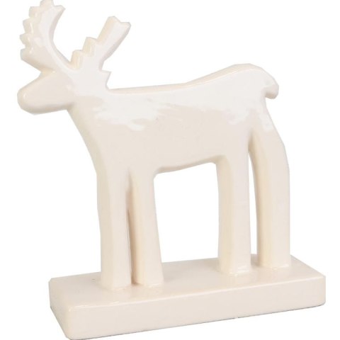 Biały ceramiczny renifer stojący jako ozdoba