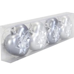 Bombki Świąteczne w Kształcie Serc z Brokatowym Dekorem - Grafitowe, Komplet 4 Sztuk