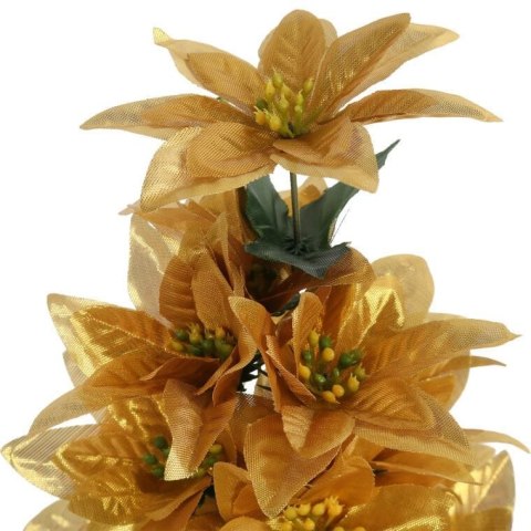 Bukiet Złotych Poinsecji - 14 Sztuk, Wysokość 40 cm