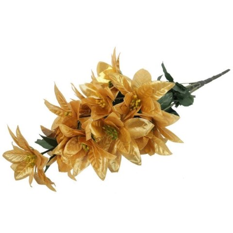Bukiet Złotych Poinsecji - 14 Sztuk, Wysokość 40 cm