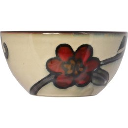 Ceramiczny Komplet Zastawy Stołowej z Kwiatowym Motywem w Kolorze Brązowo-Beżowym