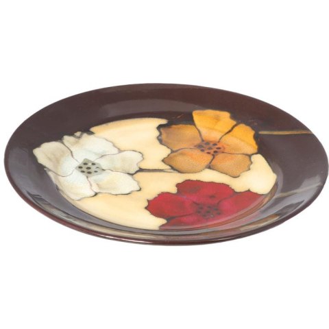 Ceramiczny Komplet Zastawy Stołowej z Kwiatowym Motywem w Kolorze Brązowo-Beżowym