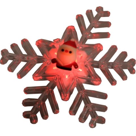 Dekoracja Świąteczna LED - Śnieżynka z Głową Mikołaja na Przyssawce, Kolorowe Światło