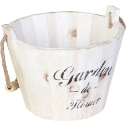 Dekoracyjne Drewniane Wiaderko w Kolorze Białym 14x19 cm