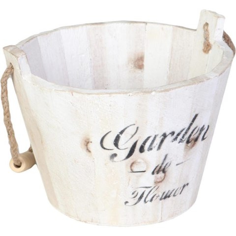 Dekoracyjne Drewniane Wiaderko w Kolorze Białym 14x19 cm