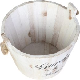 Dekoracyjne Drewniane Wiaderko w Kolorze Białym 14x19 cm