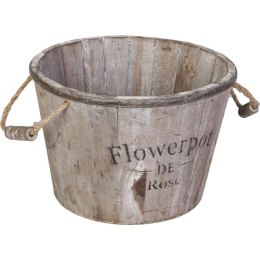 Dekoracyjne Drewniane Wiaderko w Kolorze Brązowym 22x15 cm