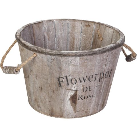 Dekoracyjne Drewniane Wiaderko w Kolorze Brązowym 22x15 cm