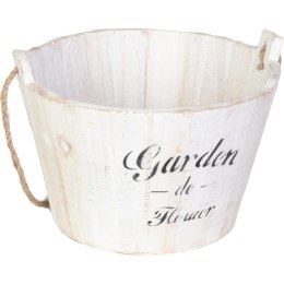 Dekoracyjne drewniane wiaderko na taras lub do ogrodu 15x22 cm, białe