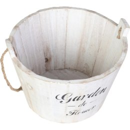 Dekoracyjne drewniane wiaderko na taras lub do ogrodu 15x22 cm, białe