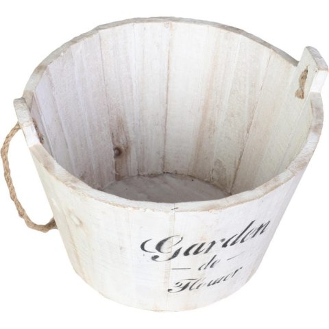 Dekoracyjne drewniane wiaderko na taras lub do ogrodu 15x22 cm, białe