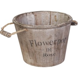 Drewniane brązowe wiaderko 19x14 cm