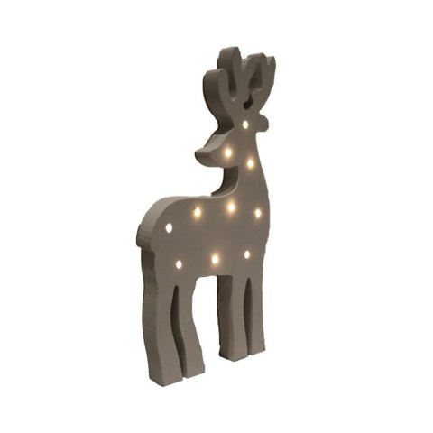 Drewniany Renifer z Białymi LED - Dekoracja Świetlna na Baterie