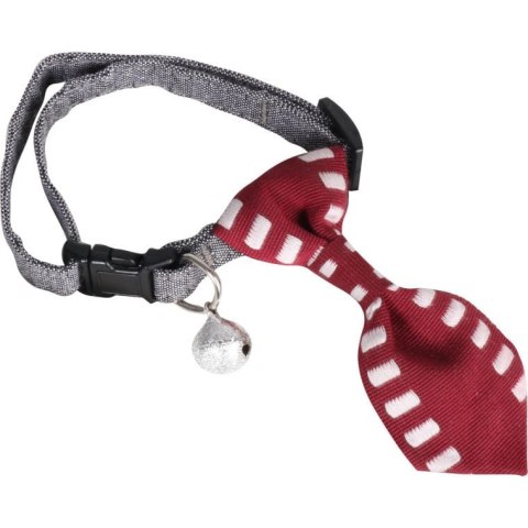 Elegancka Obroża z Krawatem i Bezpiecznym Dzwoneczkiem w Kolorze Bordowym