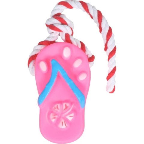 Gryzak piszczący różowy laczek ze sznurkiem