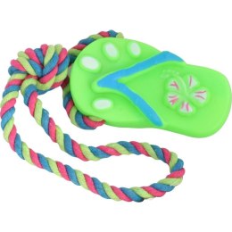 Gryzak piszczący zielony laczek ze sznurkiem