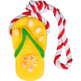 Gryzak piszczący żółty laczek ze sznurkiem