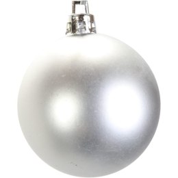 Komplet 16 matowych i błyszczących bombek plastikowych srebrnych 6 cm w boksie PVC