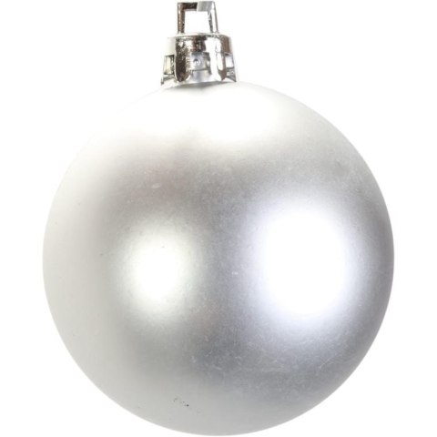 Komplet 16 matowych i błyszczących bombek plastikowych srebrnych 6 cm w boksie PVC