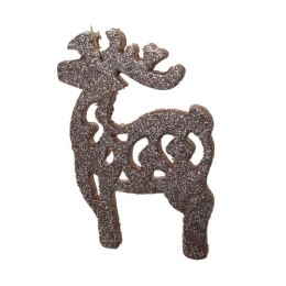 Komplet 3 Złotych, Brokatowych Zawieszek w Kształcie Reniferów, 12 cm