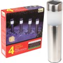Komplet 4 Stalowych Lamp Solarnych z Automatycznym Włącznikiem i LED