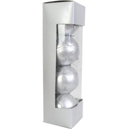 Komplet 4 bombek plastikowych 6 cm srebrne