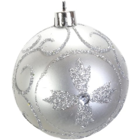 Komplet 4 bombek plastikowych 6 cm srebrne