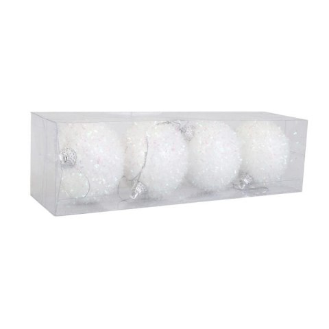 Komplet 4 bombek styropianowych z włoskami opalizującymi 6 cm