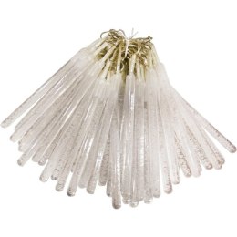 Komplet 40 białych lampek choinkowych LED w kształcie sopli z pęcherzykami powietrza, zasilanych sieciowo