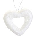 Komplet 6 Białych Opalizujących Serduszek Styropianowych 5.5 cm w Boxie PVC
