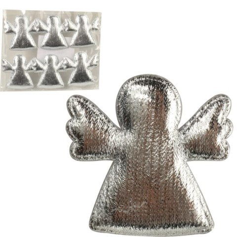 Komplet 6 Srebrnych Naklejek Aniołków o Wielkości 4 cm
