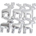 Komplet 6 Srebrnych Reniferów z Błyszczącego Materiału do Przyklejenia