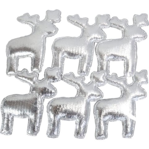 Komplet 6 Srebrnych Reniferów z Błyszczącego Materiału do Przyklejenia