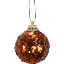 Komplet 6 bombek brokatowych pomarańczowych 6 cm