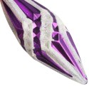 Komplet 6 fioletowych bombek plastikowych wrzecion z białym brokatem, 12 cm.