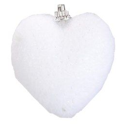 Komplet 6 flokowanych serc zawieszek 6.5 cm