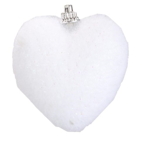 Komplet 6 flokowanych serc zawieszek 6.5 cm