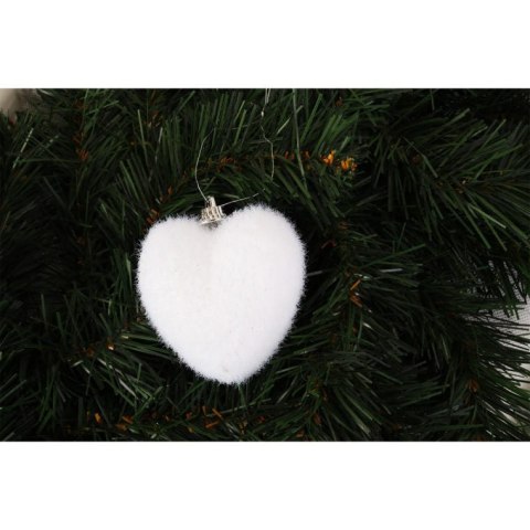 Komplet 6 flokowanych serc zawieszek 6.5 cm