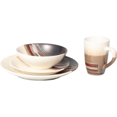 Komplet Ceramicznej Zastawy Stołowej w Kolorach Brązowo-Beżowym