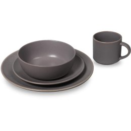 Komplet Stołowy Szary Elegance do Jadalni z Myciem w Zmywarce i Użyciem w Mikrofalówce