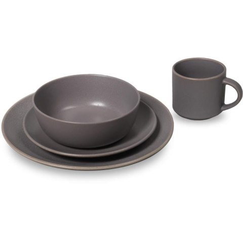 Komplet Stołowy Szary Elegance do Jadalni z Myciem w Zmywarce i Użyciem w Mikrofalówce