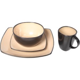 Komplet Zastawy Stołowej w Odcieniach Brązu i Beżu do Jadalni, Bezpieczna w Zmywarce i Mikrofali